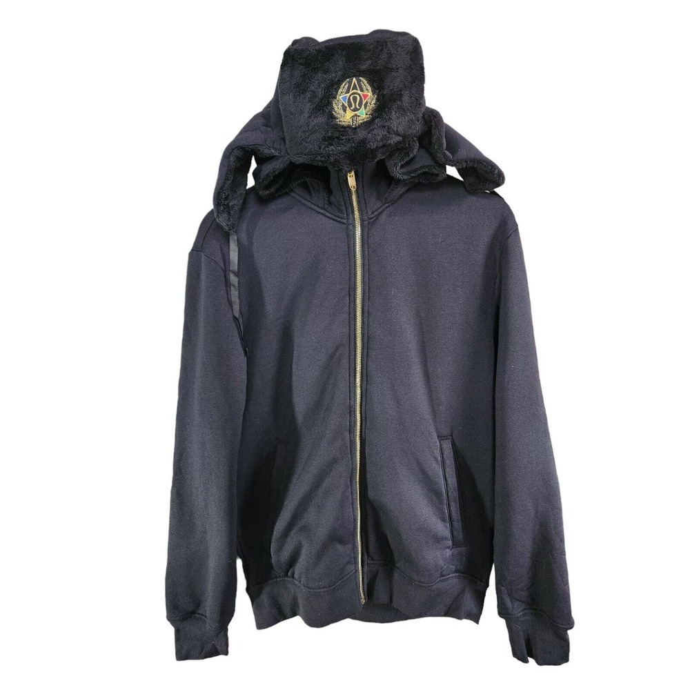 Lululemon Attached Faux Fur Trapper Hat‎ Hoodie Jacket Size Medium Gold Logo